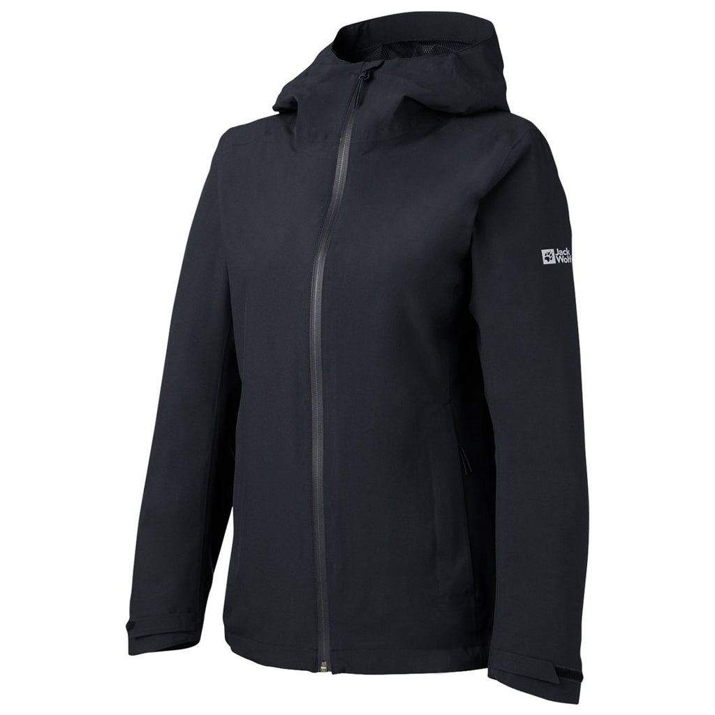 Jack Wolfskin Women's Black Pack and Go Rain Jacket