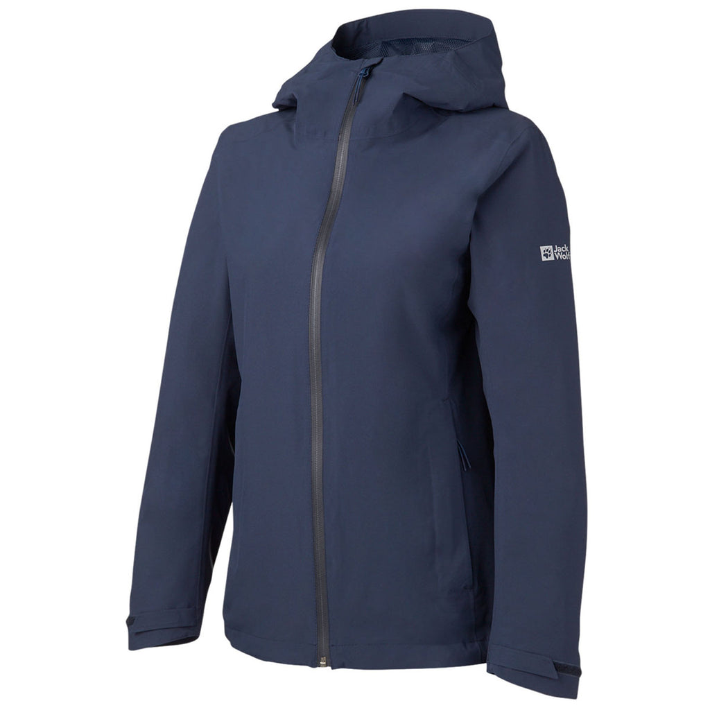 Jack Wolfskin Women's Night Blue Pack and Go Rain Jacket