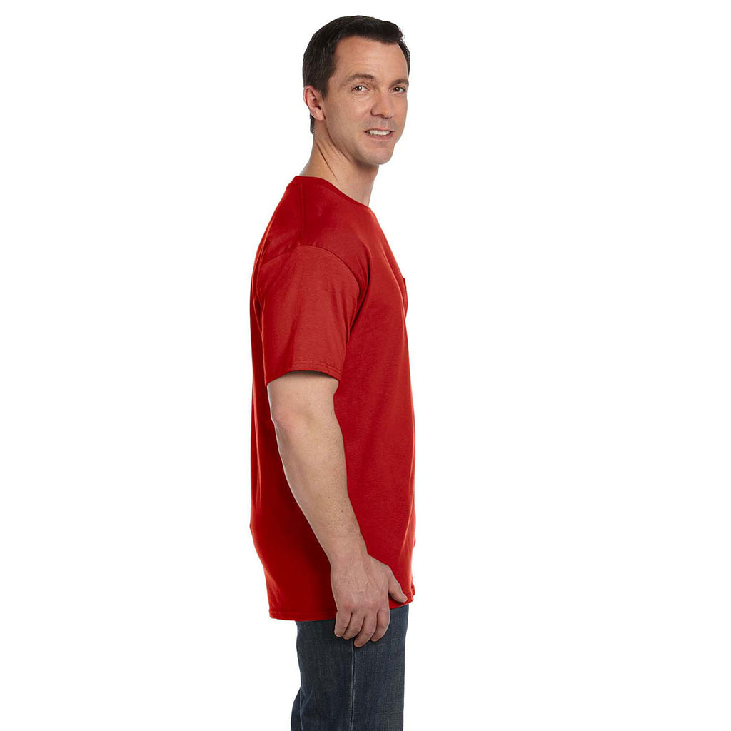 Hanes Men's Deep Red 6.1 oz. Beefy-T with Pocket