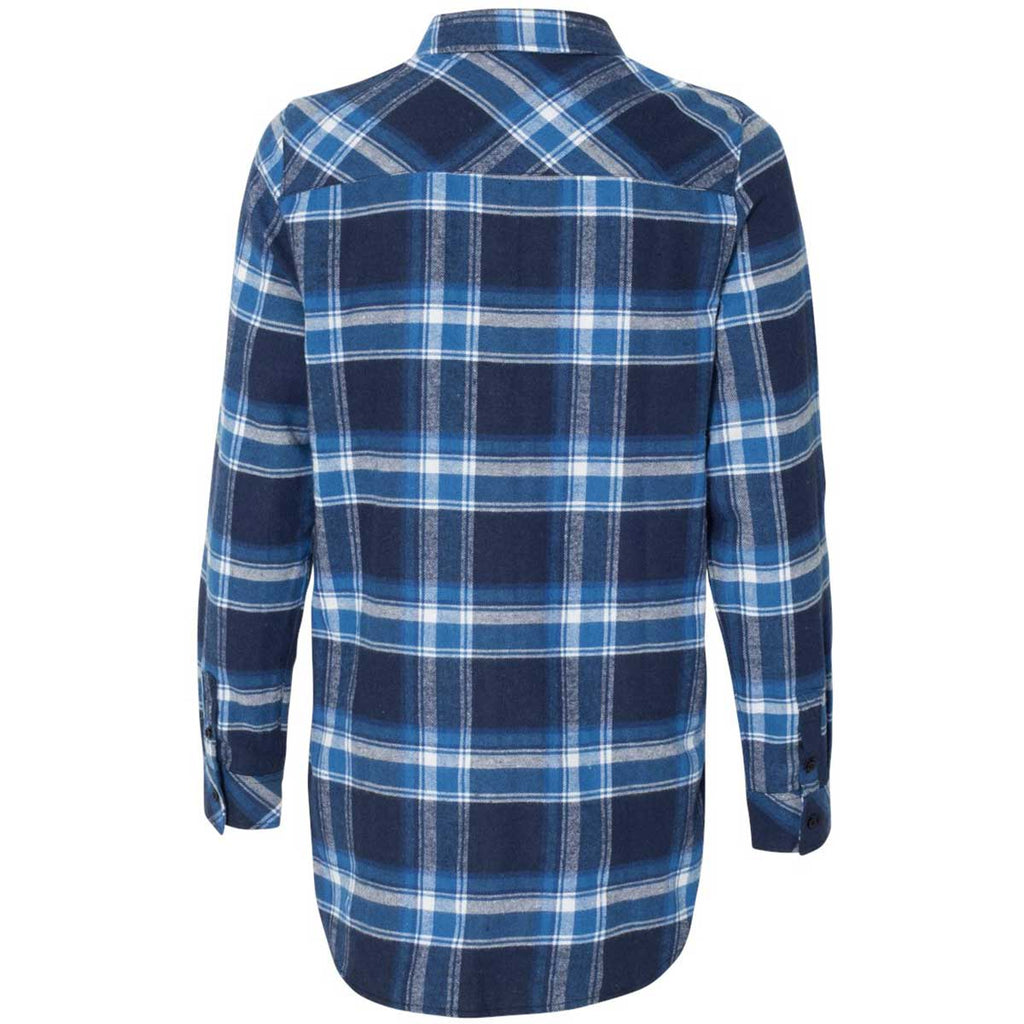 Burnside Women's Blue/White Yarn-Dyed Long Sleeve Flannel Shirt