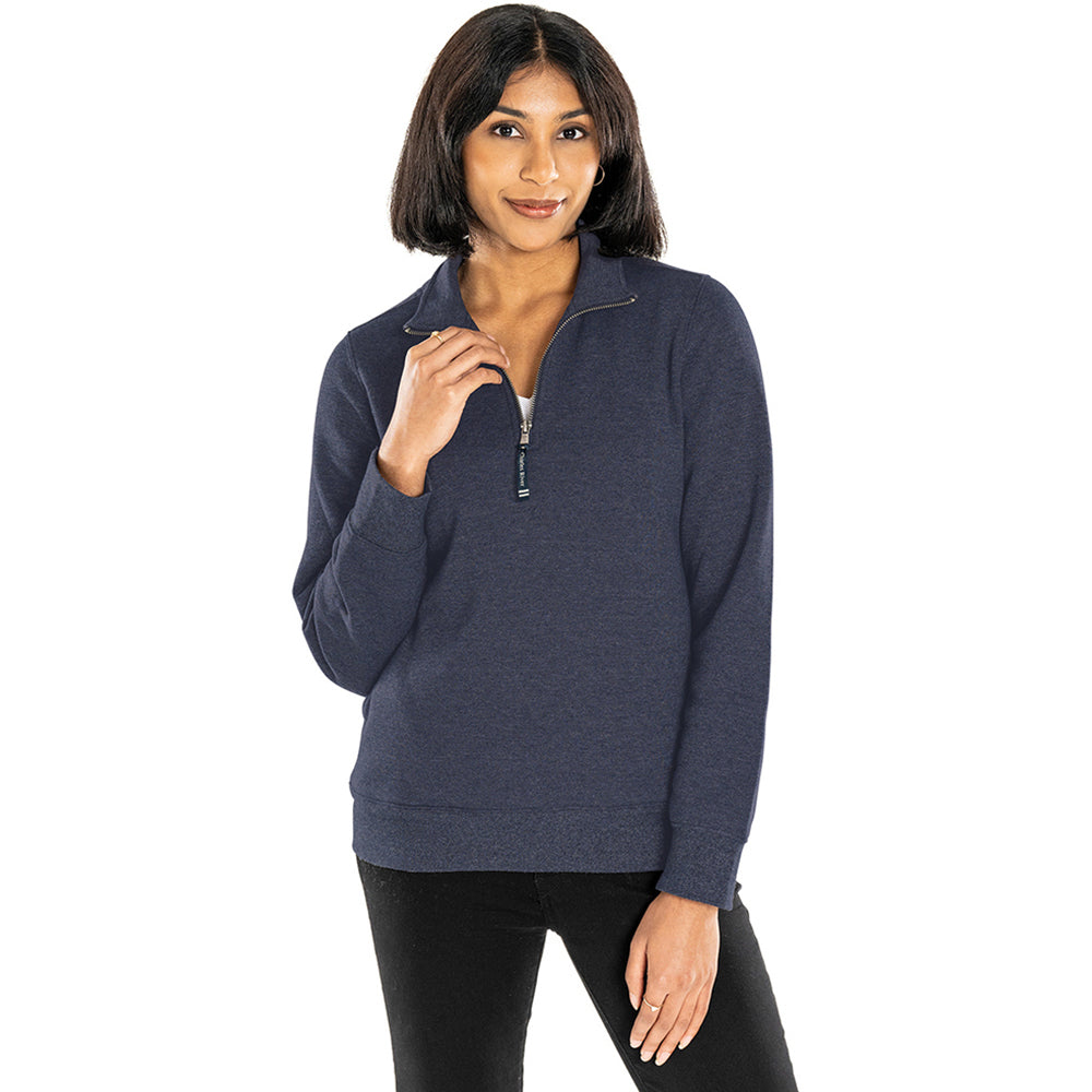 Charles River Women's Heather Navy Crosswind Quarter Zip Sweatshirt