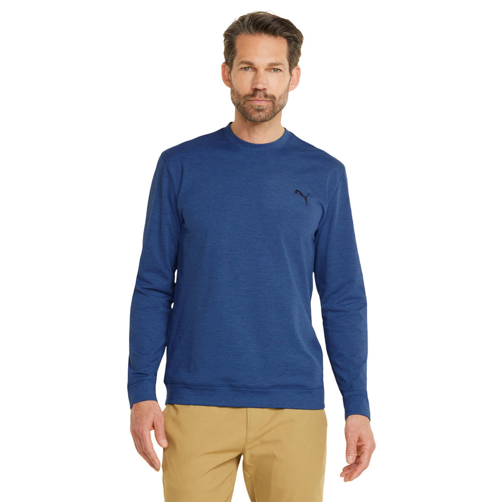 Puma Golf Men's Blazing Blue Heather Cloudspun Golf Crewneck