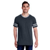 Jerzees Men's Black Heather/Oxford 4.5 Oz. Tri-Blend Varsity Ringer T-Shirt