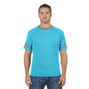 Jerzees Men's Caribbean Blue Heather/Oxford 4.5 Oz. Tri-Blend Varsity Ringer T-Shirt