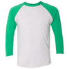 Next Level Unisex Envy/Heather White Triblend 3/4-Sleeve Raglan Tee