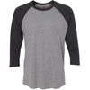 Next Level Unisex Vintage Black/Premium Heather Triblend 3/4-Sleeve Raglan Tee