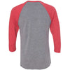 Next Level Unisex Vintage Red/Premium Heather Triblend 3/4-Sleeve Raglan Tee