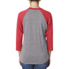 Next Level Unisex Vintage Red/Premium Heather Triblend 3/4-Sleeve Raglan Tee