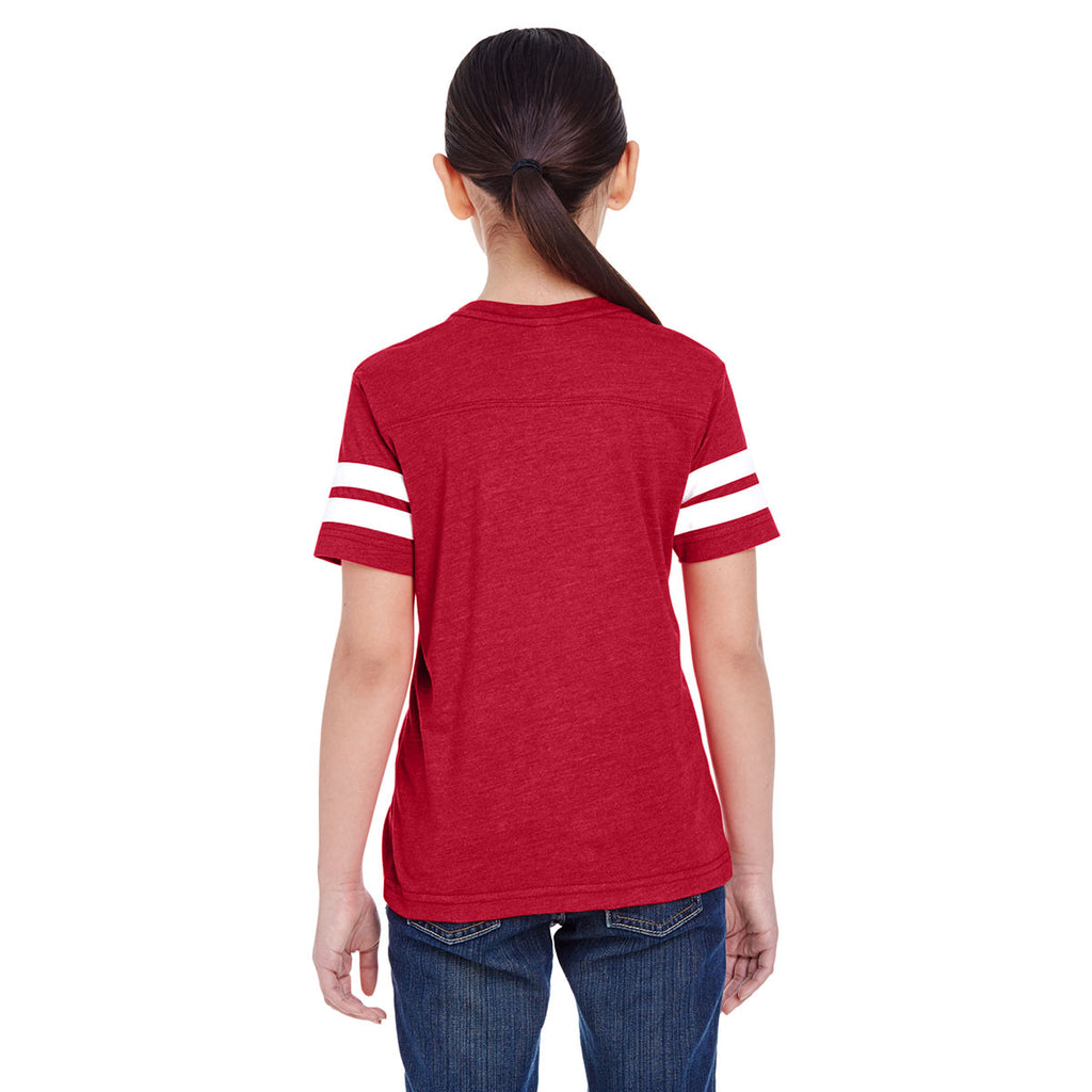 LAT Youth Vintage Red/Blended White Football Fine Jersey T-Shirt