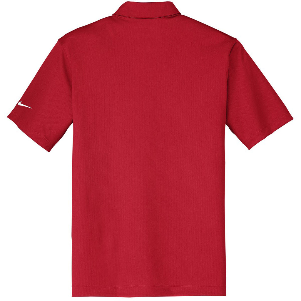 Nike Men's Red Dri-FIT Short Sleeve Vertical Mesh Polo