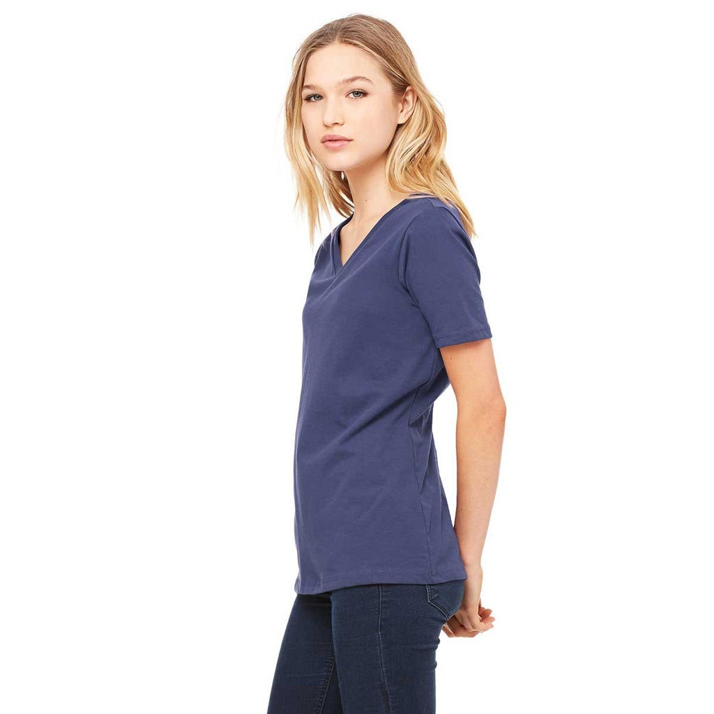 Bella + Canvas Women's Navy Relaxed Jersey Short-Sleeve V-Neck T-Shirt