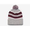 Pacific Headwear Heather Maroon/White Loose Fit Pom-Pom Beanie