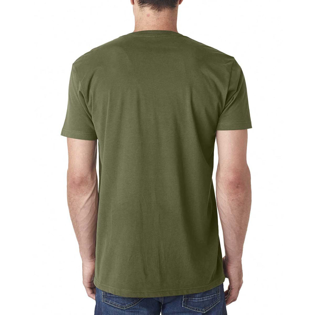 Next Level Men's Military Green Premium Fitted Sueded V-Neck Tee