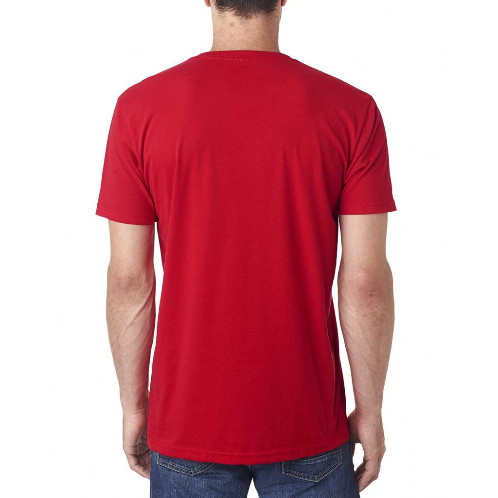 Next Level Men's Red Premium Fitted Sueded V-Neck Tee