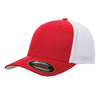 Flexfit Red/White 6-Panel Mesh Back Trucker Cap