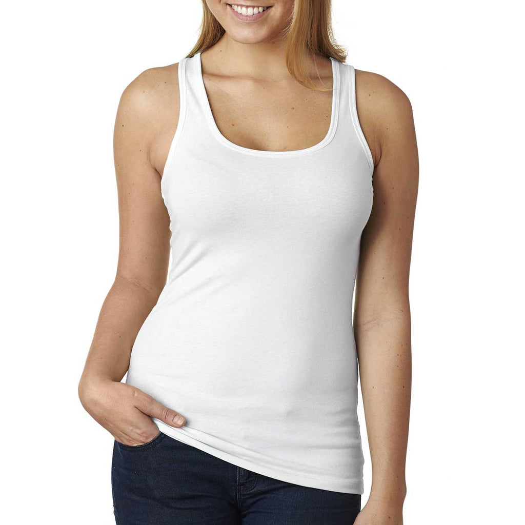 Next Level Women's White Jersey Racerback Tank