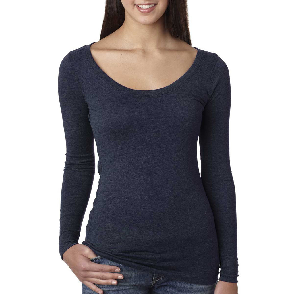 Next Level Women's Vintage Navy Triblend Long-Sleeve Scoop Tee