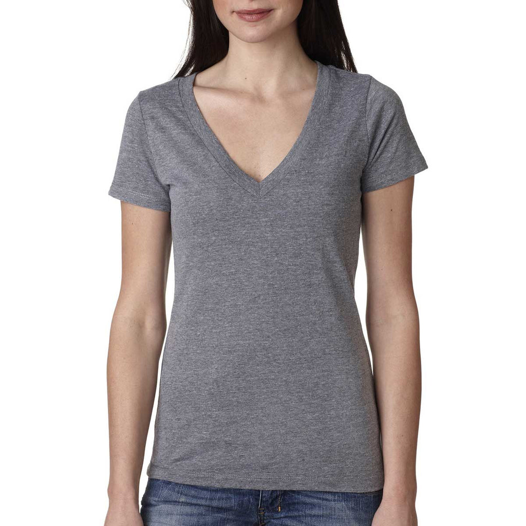 Next Level Women's Premium Heather Triblend Deep-V Tee