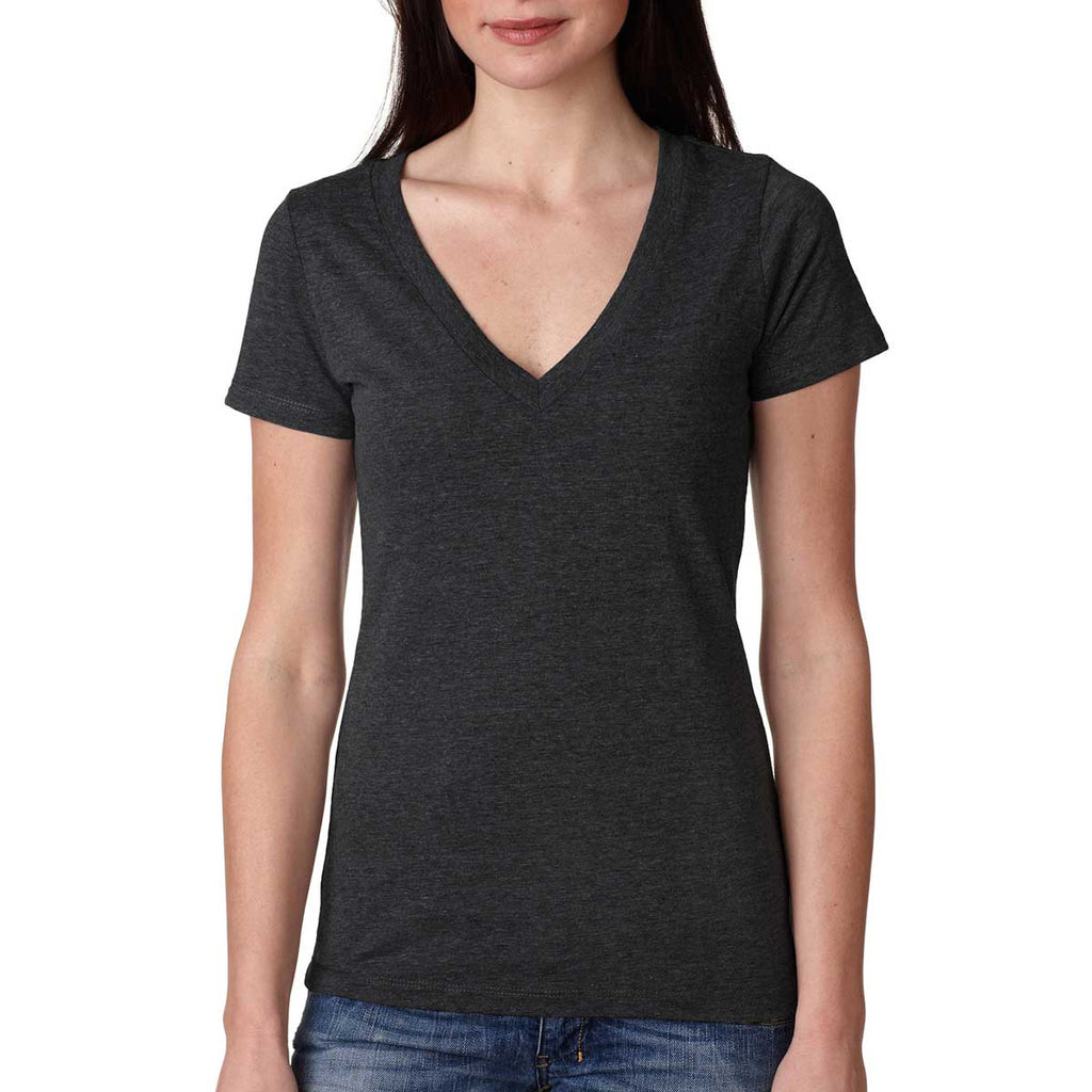 Next Level Women's Vintage Black Triblend Deep-V Tee