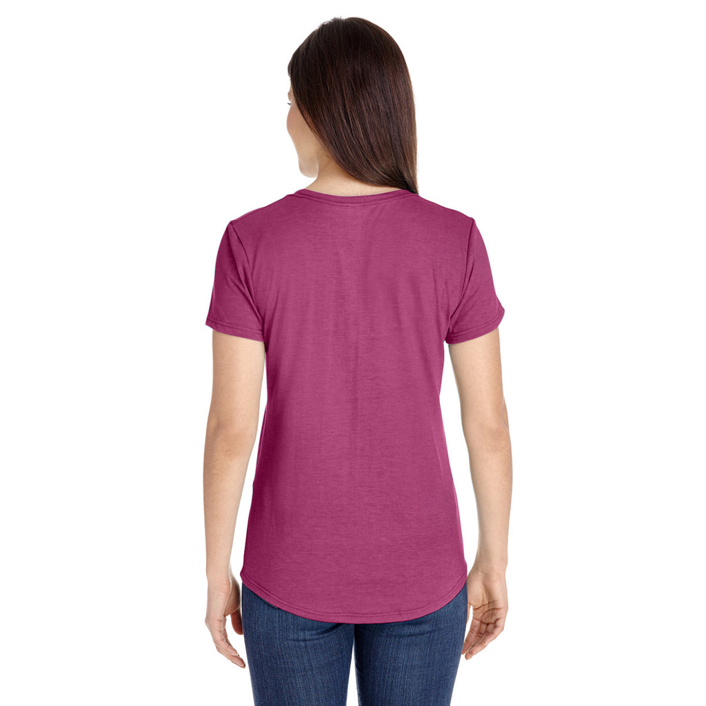 Anvil Women's Heather Raspberry Triblend Scoop Neck T-Shirt