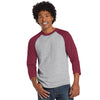 LAT Men's Vintage Heather/Vintage Burgundy Baseball Fine Jersey T-Shirt