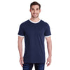 LAT Men's Navy/White Soccer Ringer Fine Jersey T-Shirt