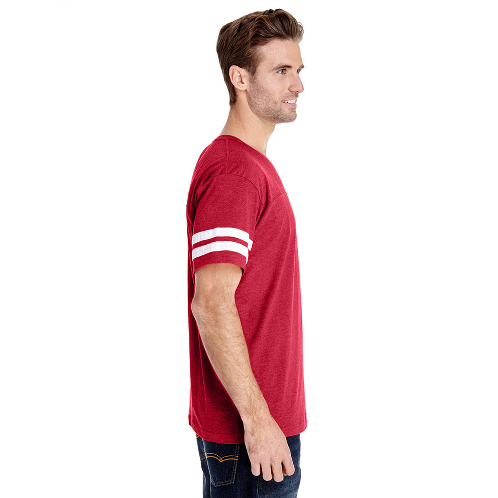 LAT Men's Vintage Red/Blended White Football Fine Jersey T-Shirt