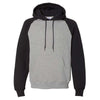 Russell Athletic Men's Oxford/Black Dri Power Colorblock Raglan Hooded Sweatshirt