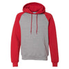 Russell Athletic Men's Oxford/True Red Dri Power Colorblock Raglan Hooded Sweatshirt