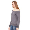 Bella + Canvas Women's Dark Grey Marble Fleece Wide Neck Sweatshirt