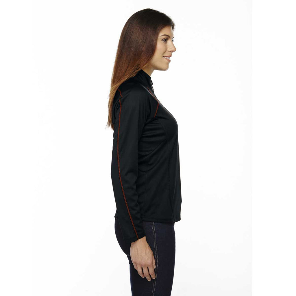 North End Women's Black/Classic Red Radar Half-Zip Performance Long-Sleeve Top