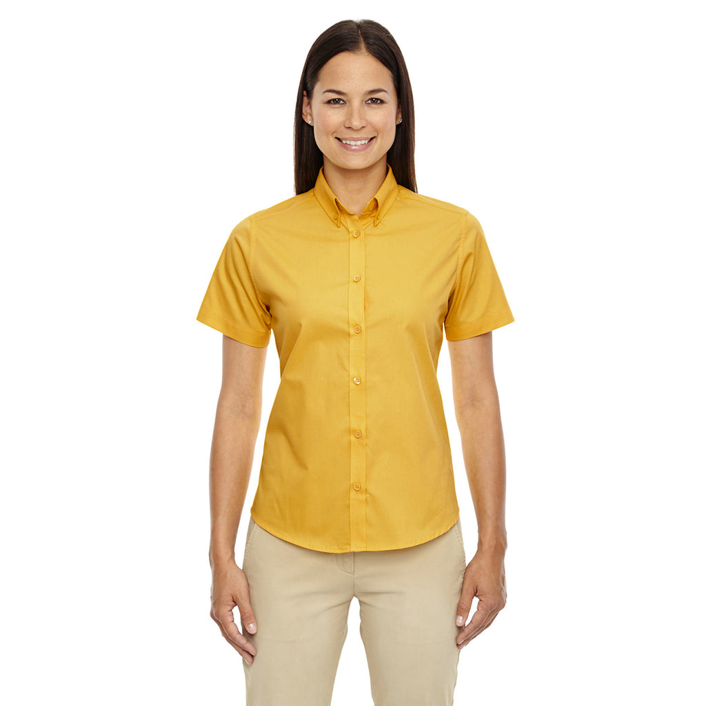 Core 365 Women's Campus Gold Optimum Short-Sleeve Twill Shirt