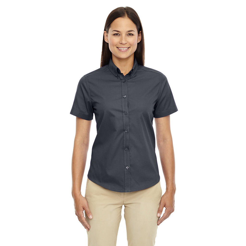 Core 365 Women's Carbon Optimum Short-Sleeve Twill Shirt