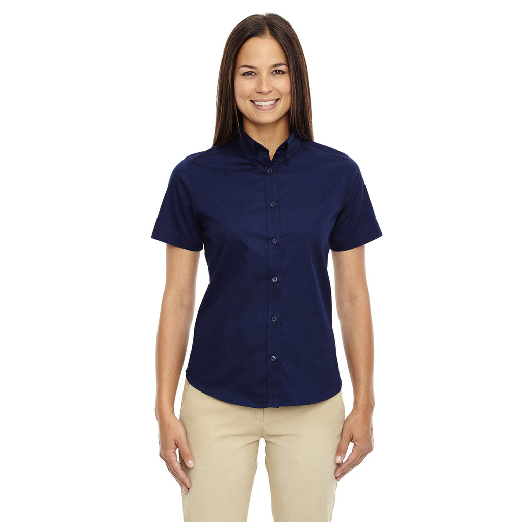 Core 365 Women's Classic Navy Optimum Short-Sleeve Twill Shirt