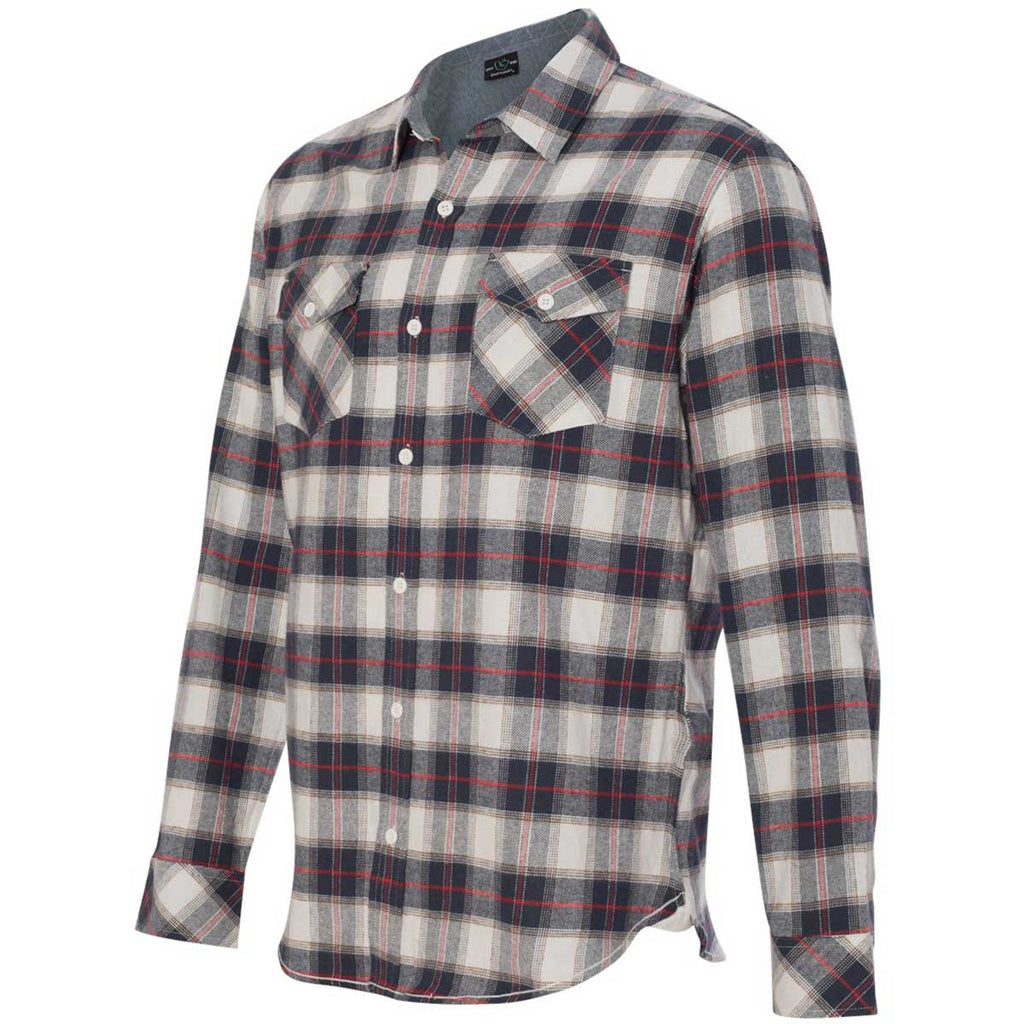 Burnside Men's White/Red Yarn-Dyed Long Sleeve Flannel Shirt