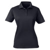 UltraClub Women's Black Cool & Dry Mesh Pique Polo