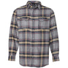 Burnside Men's Light Grey Snap Front Long Sleeve Plaid Flannel Shirt