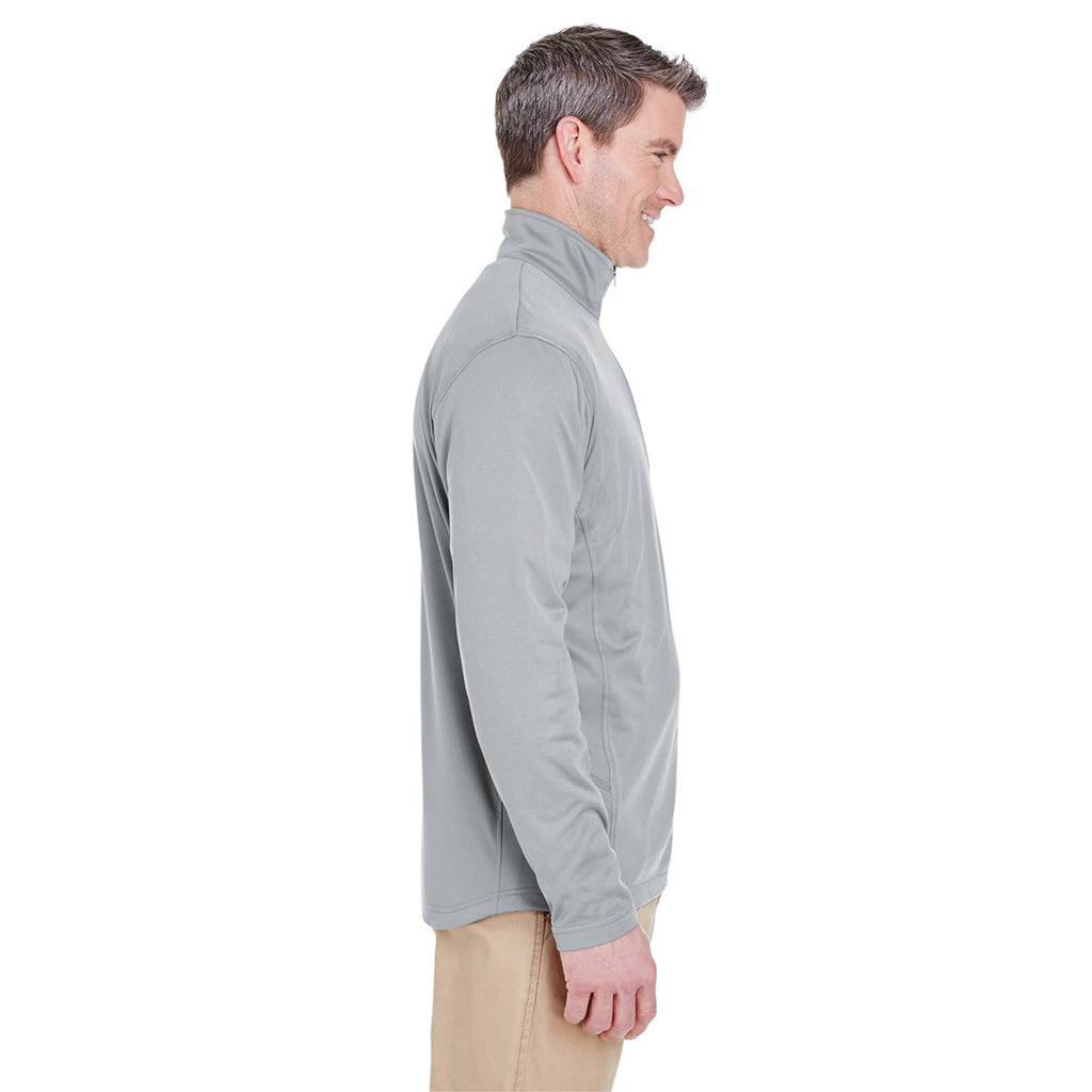 UltraClub Men's Grey Cool & Dry Sport Quarter-Zip Pullover