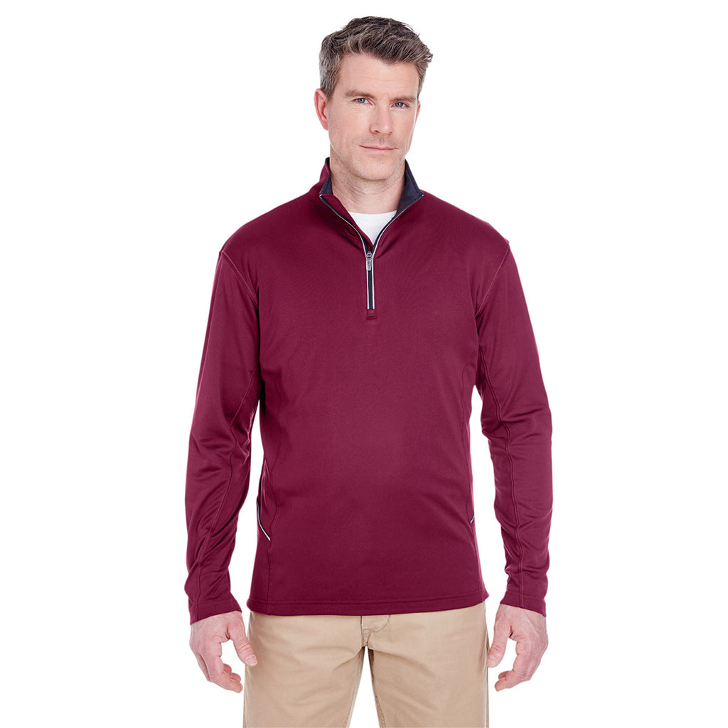 UltraClub Men's Maroon Cool & Dry Sport Quarter-Zip Pullover