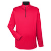 UltraClub Men's Red Cool & Dry Sport Quarter-Zip Pullover