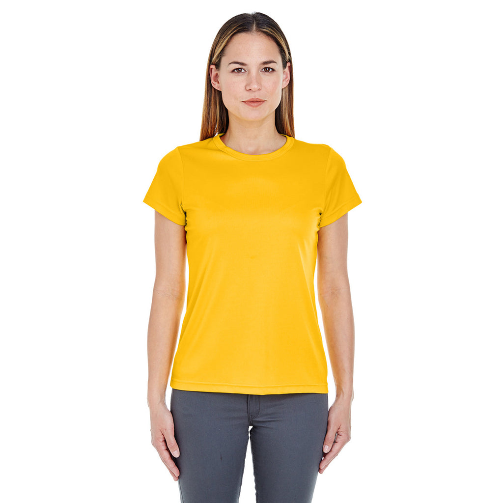 UltraClub Women's Gold Cool & Dry Sport Performance Interlock T-Shirt