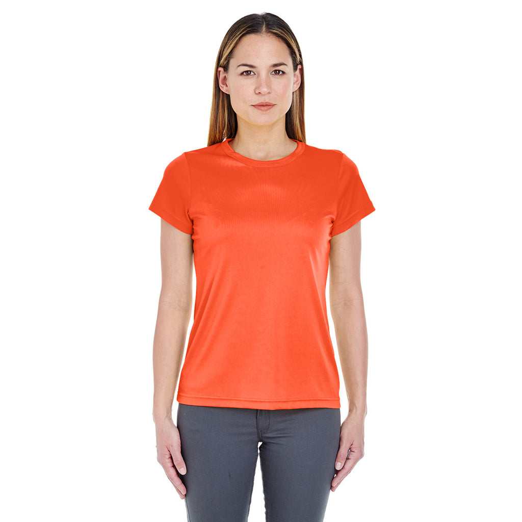 UltraClub Women's Orange Cool & Dry Sport Performance Interlock T-Shirt