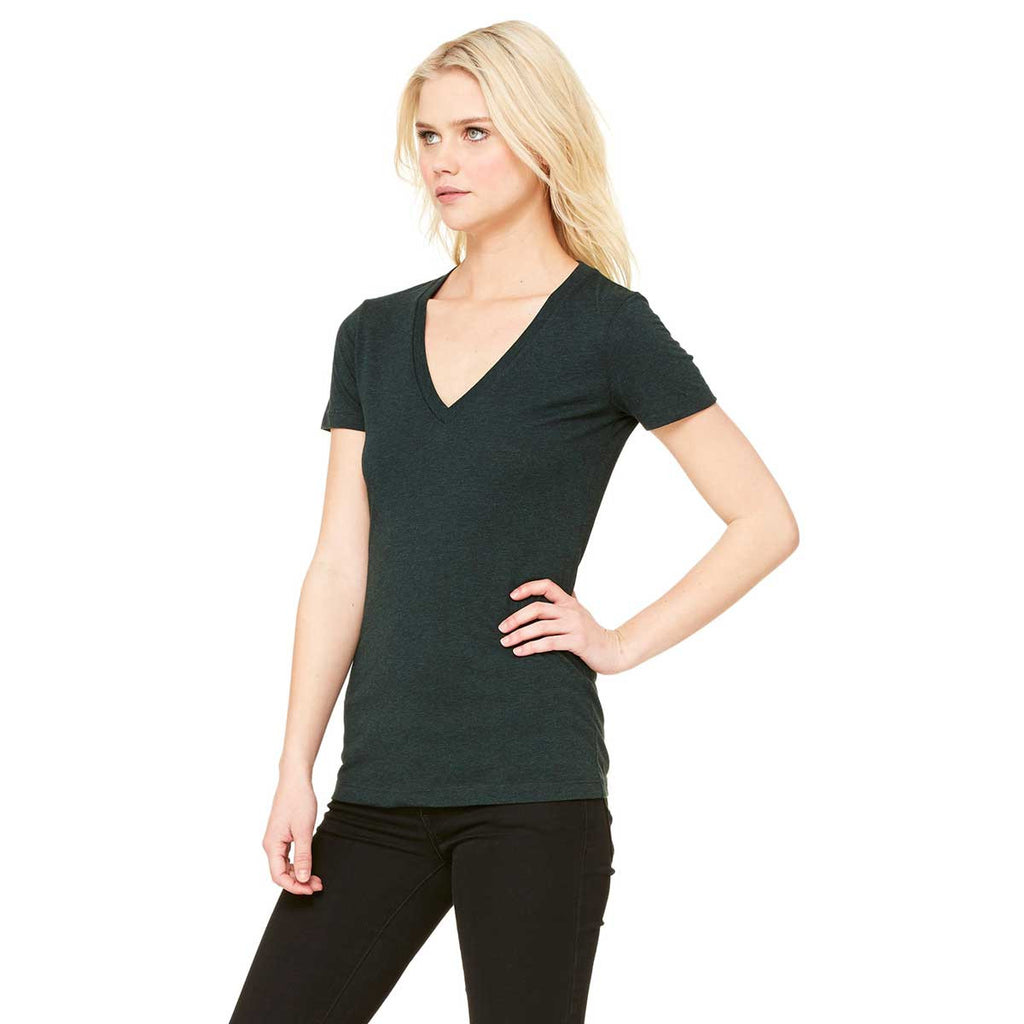 Bella + Canvas Women's Emerald Triblend Short-Sleeve Deep V-Neck T-Shirt