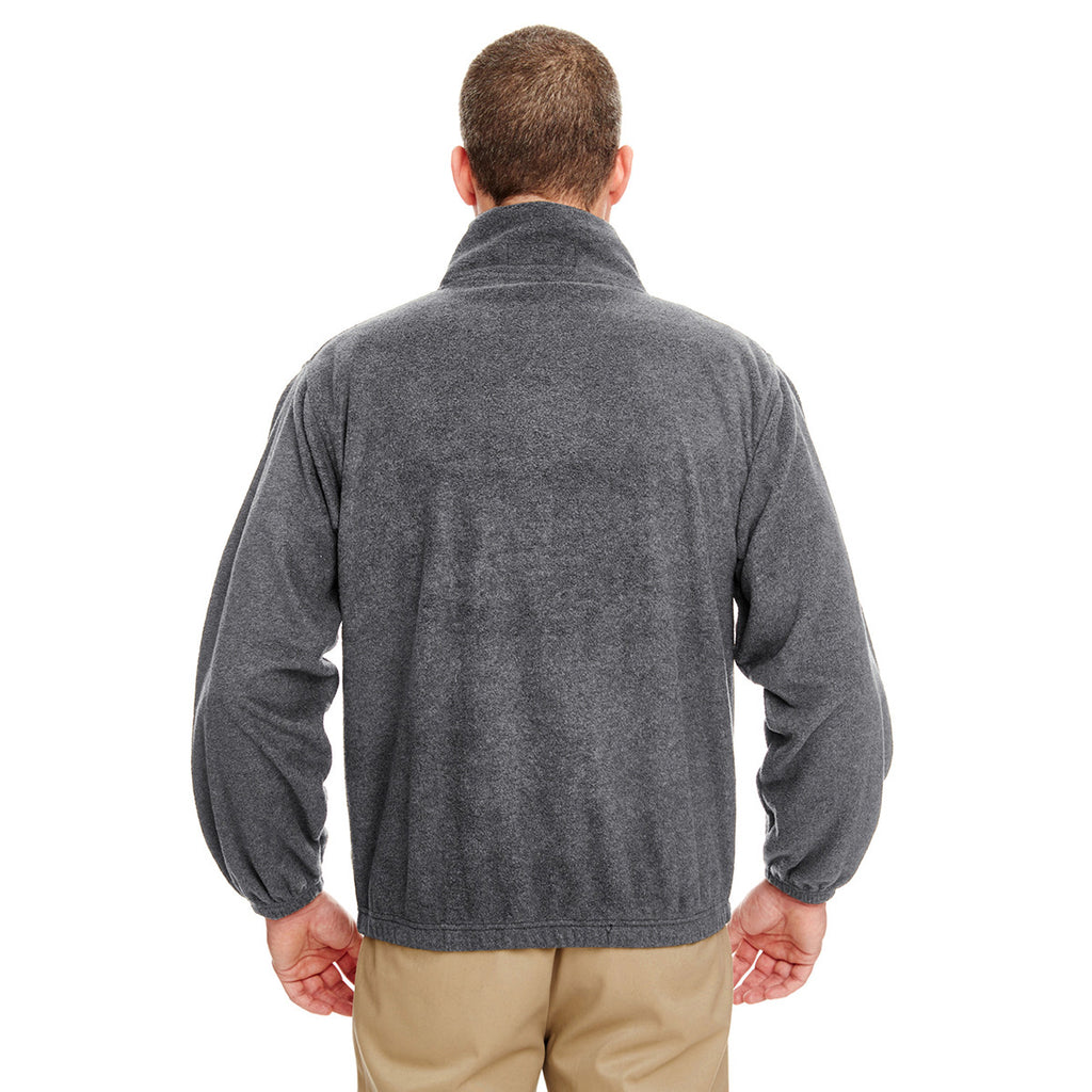 UltraClub Men's Charcoal Iceberg Fleece Full-Zip Jacket