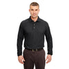 UltraClub Men's Black Long-Sleeve Classic Pique Polo