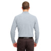 UltraClub Men's Heather Grey Long-Sleeve Classic Pique Polo