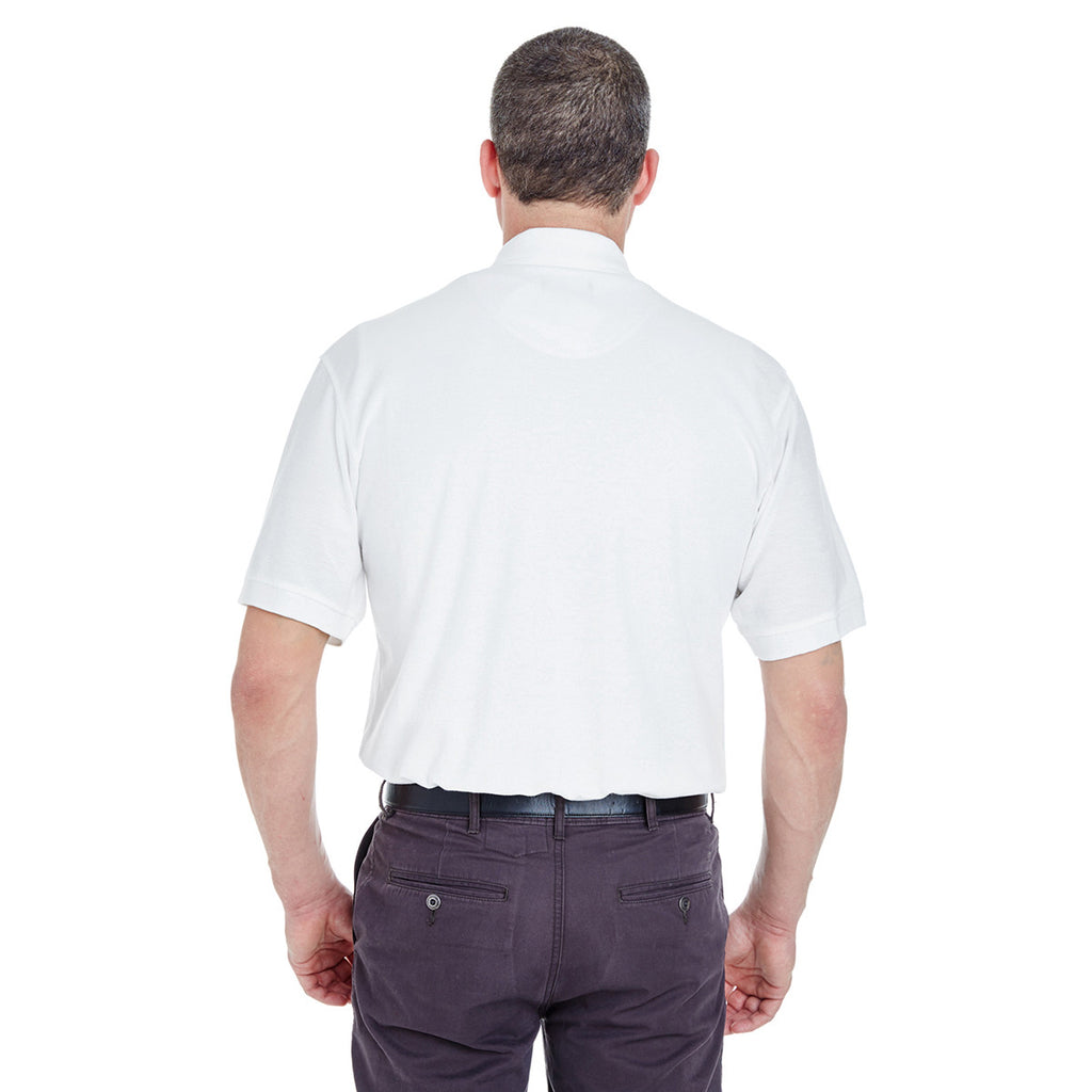 UltraClub Men's White Whisper Pique Polo