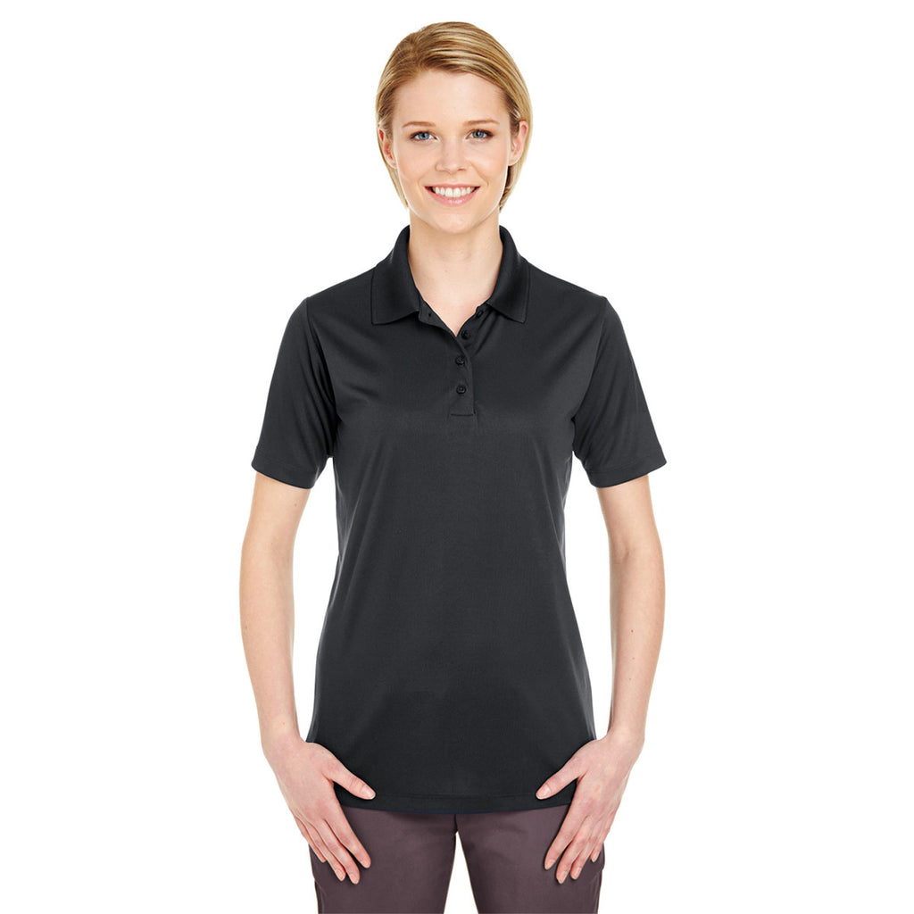 UltraClub Women's Black Cool & Dry 8 Star Elite Performance Interlock Polo