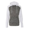 J. America Women's Charcoal Fleck/White Colorblock Cosmic Fleece Hooded Pullover Sweatshirt