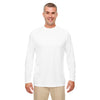 UltraClub Men's White Cool & Dry Performance Long-Sleeve Top